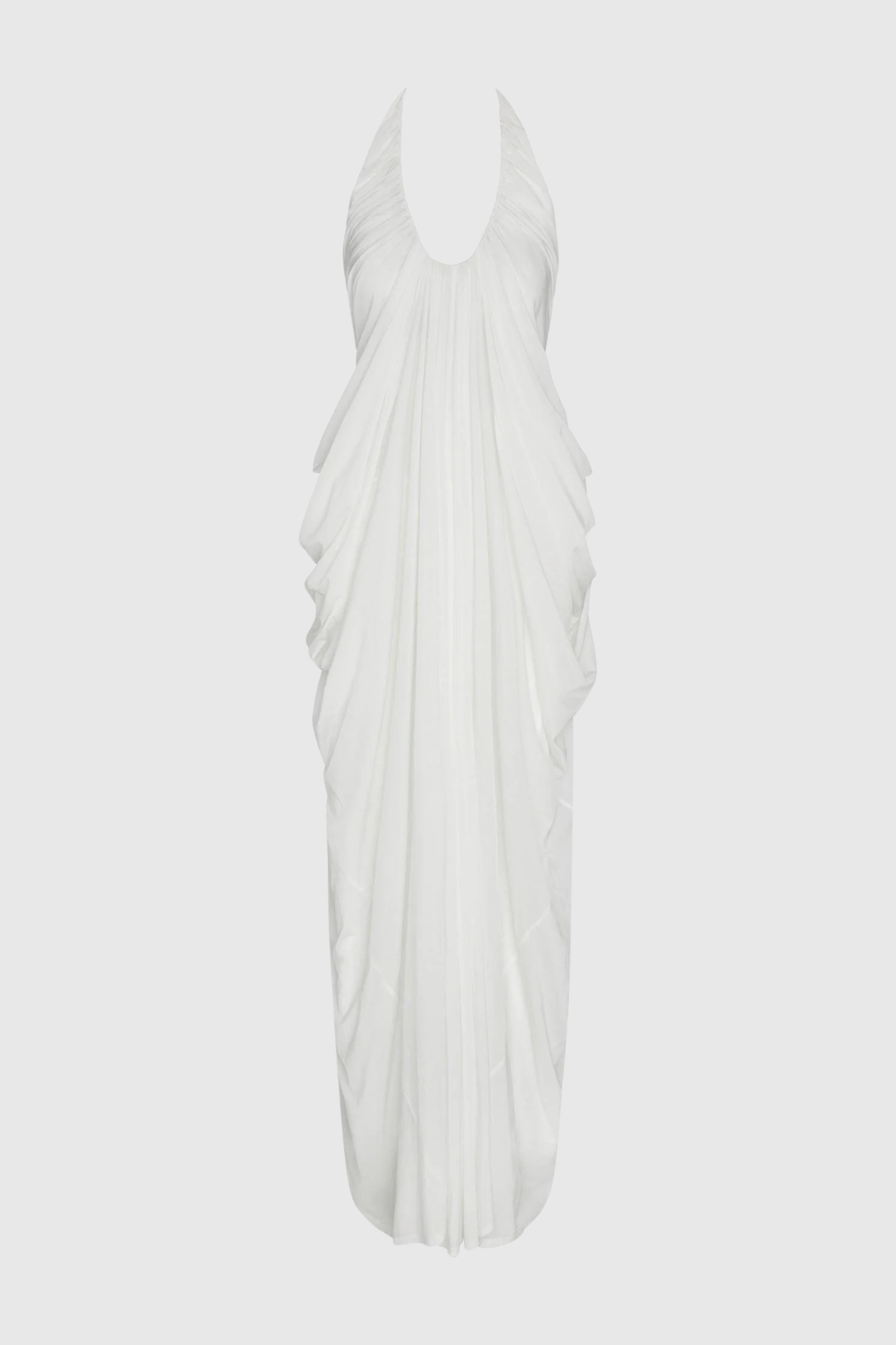 Cyrusa Halter Draped Maxi Dress - White