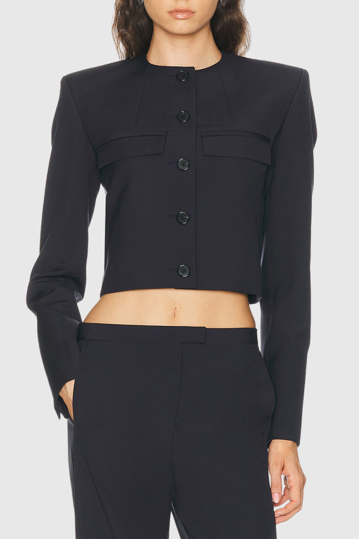 Daffoda Collarless Crop Jacket