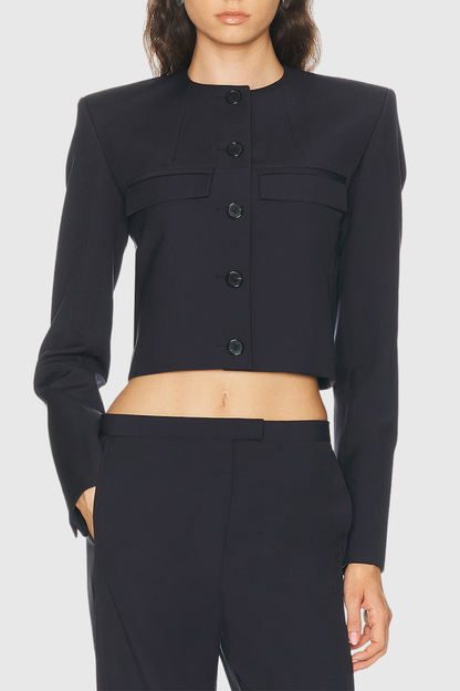 Daffoda Collarless Crop Jacket