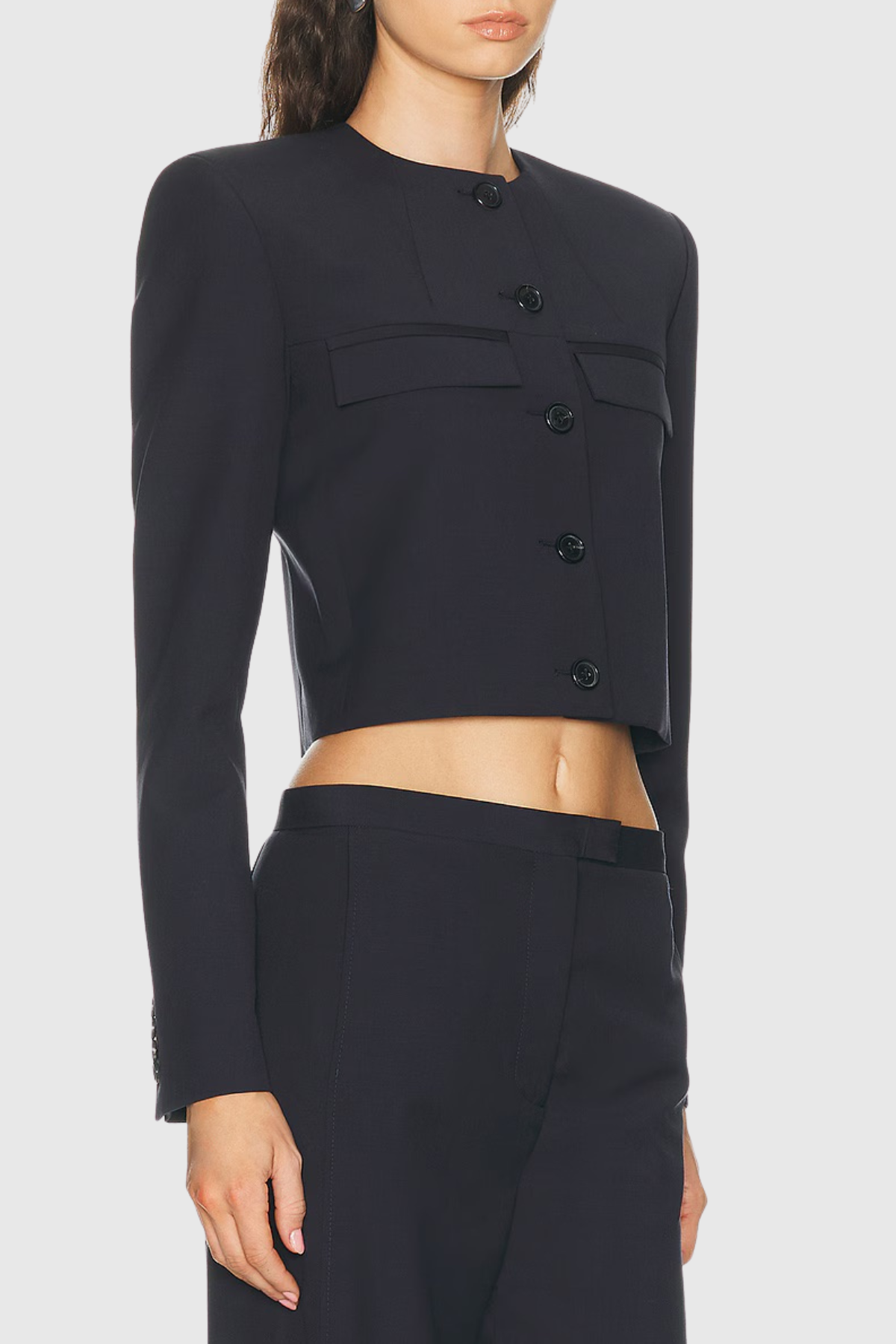 Daffoda Collarless Crop Jacket