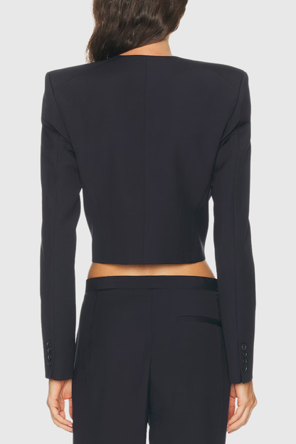 Daffoda Collarless Crop Jacket