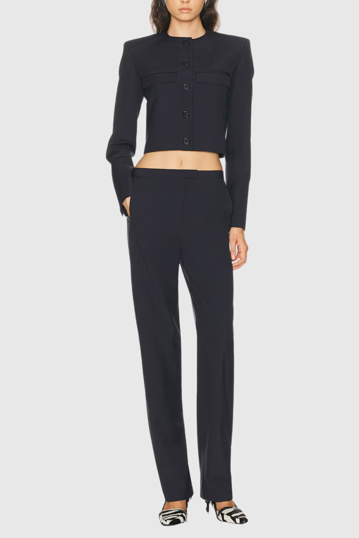 Daffoda Collarless Crop Jacket