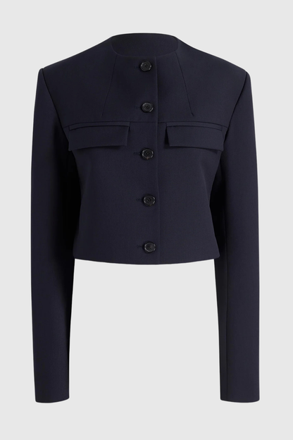 Daffoda Collarless Crop Jacket