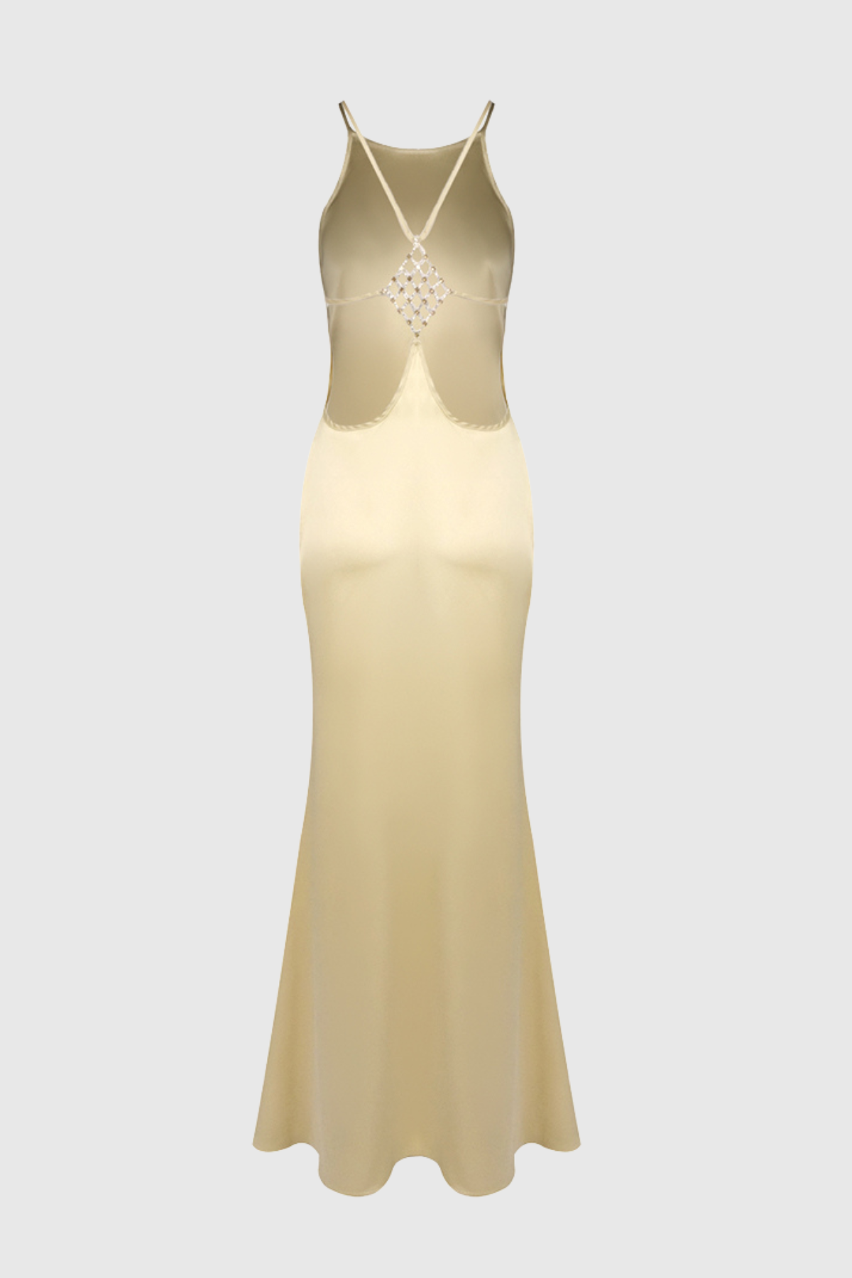 Daisya Satin Backless Maxi Dress - Gold