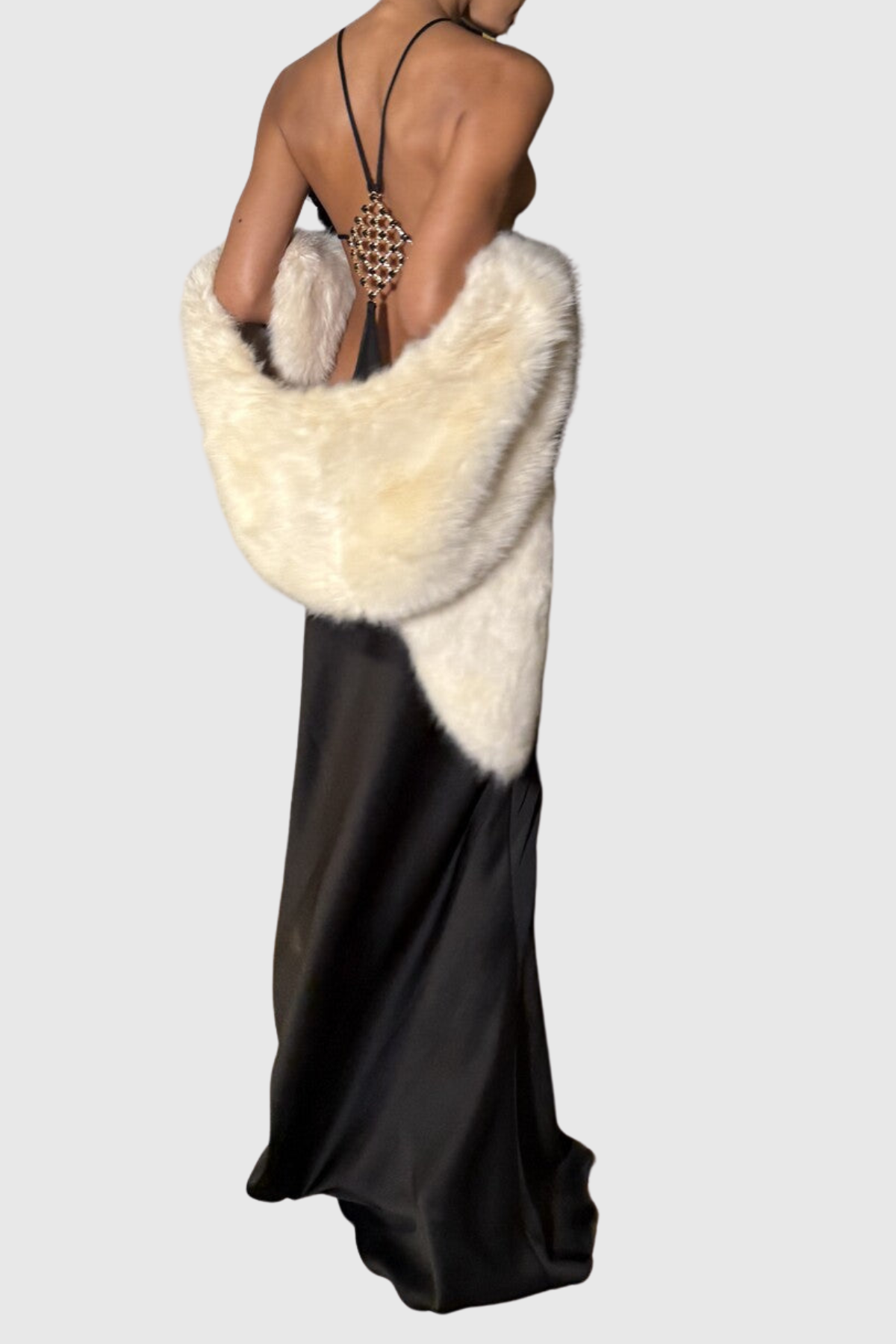 Daisya Satin Backless Maxi Dress - Black