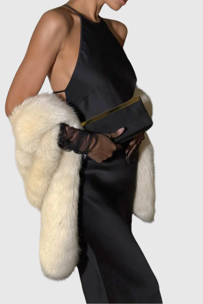Daisya Satin Backless Maxi Dress - Black