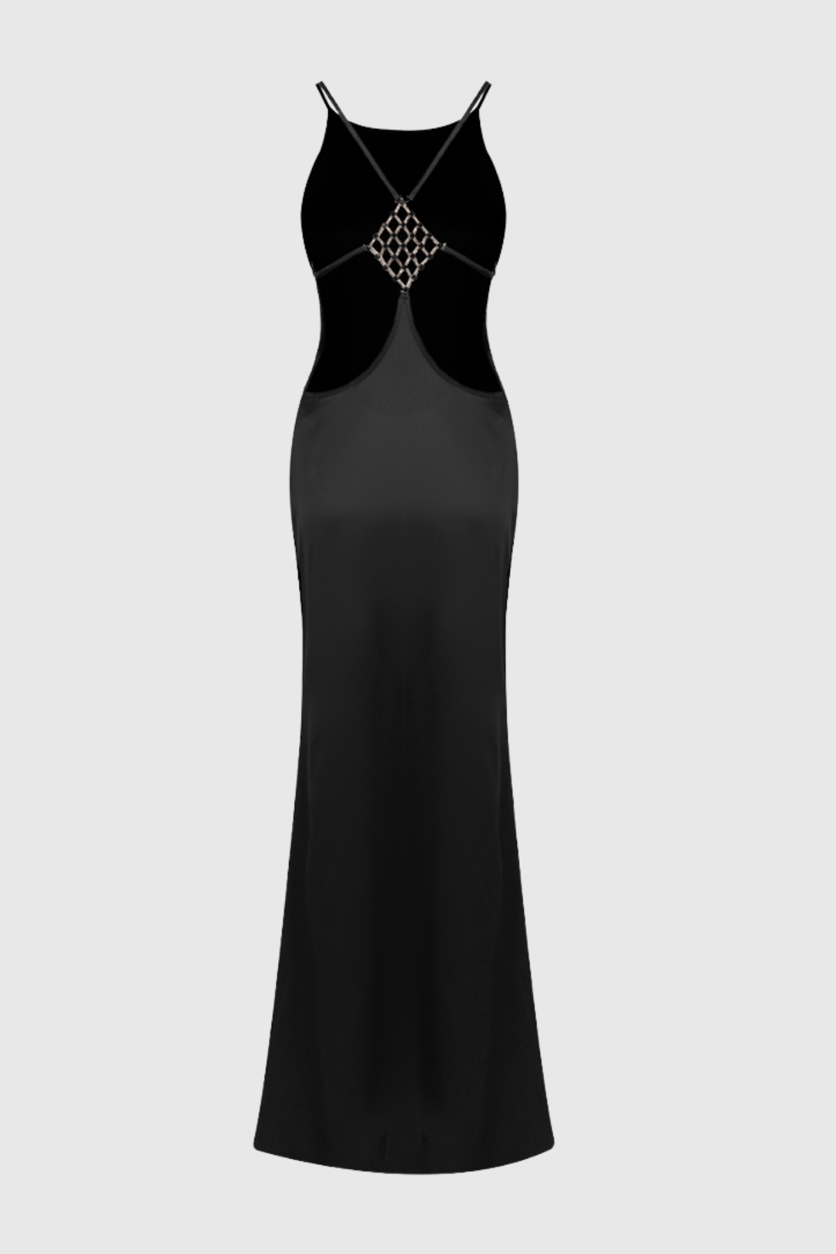 Daisya Satin Backless Maxi Dress - Black