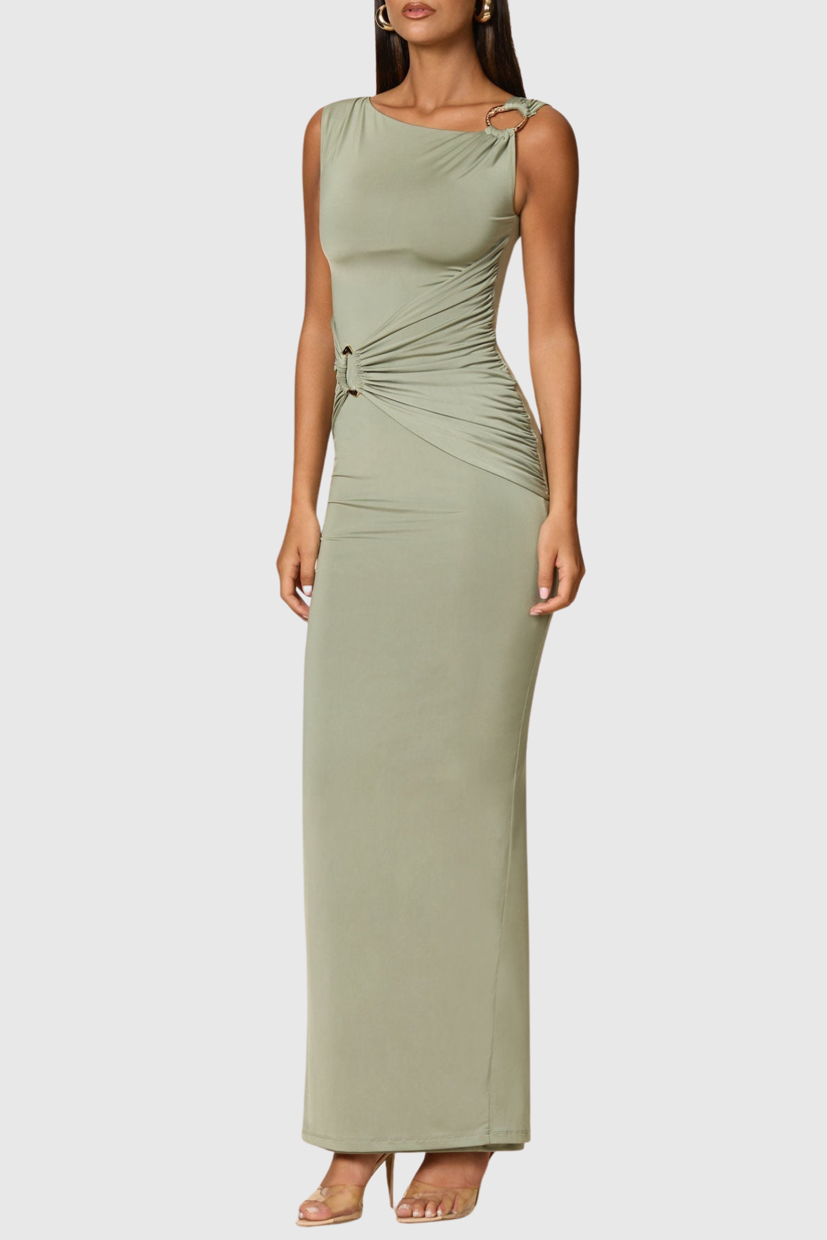Dalton Sleeveless Ruched Maxi Dress
