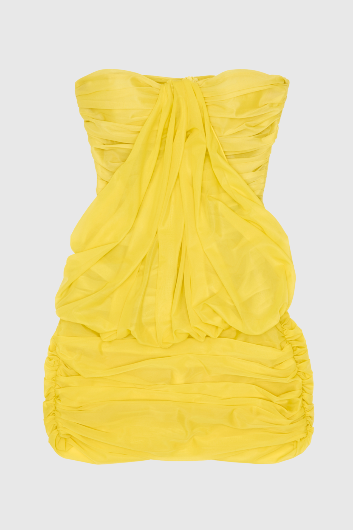 Darioya Floral Halter Ruched Mini Dress - Yellow