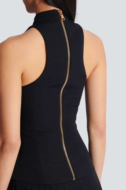 Darral Sleeveless Belted Pleated Mini Dress - Black