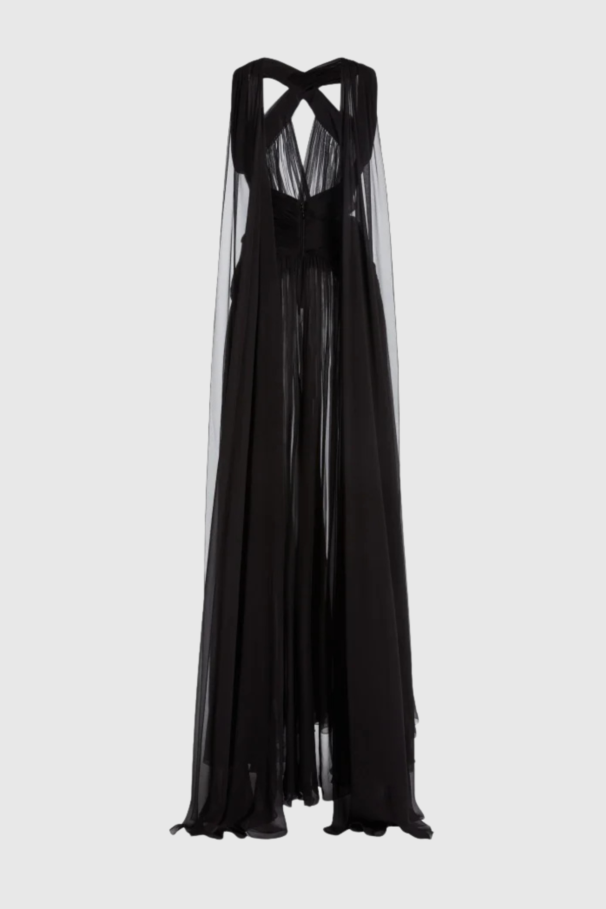 Darwra Chiffon Cutout Ribbon Maxi Dress