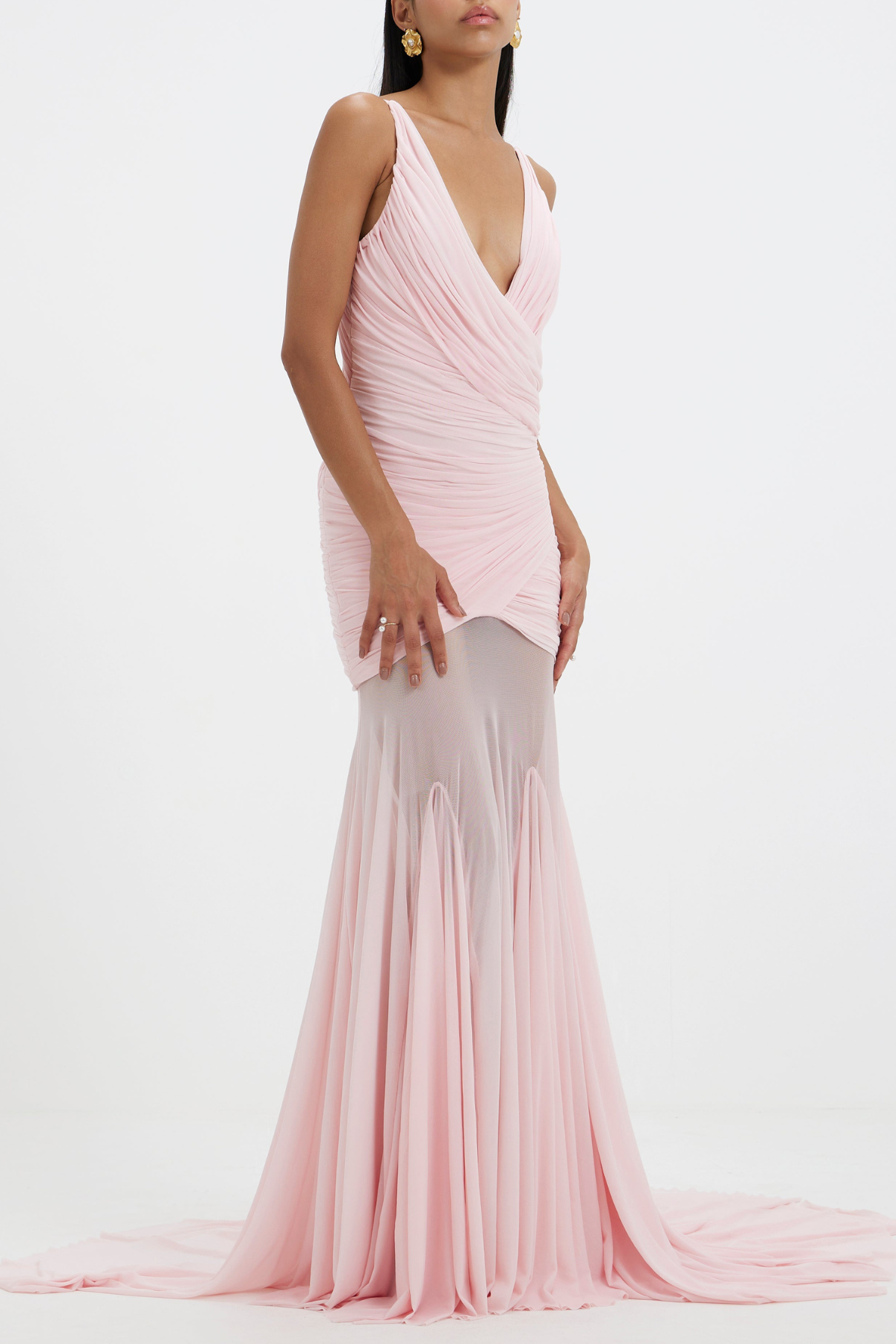 Darya Ruched Mermaid Maxi Dress - Pink
