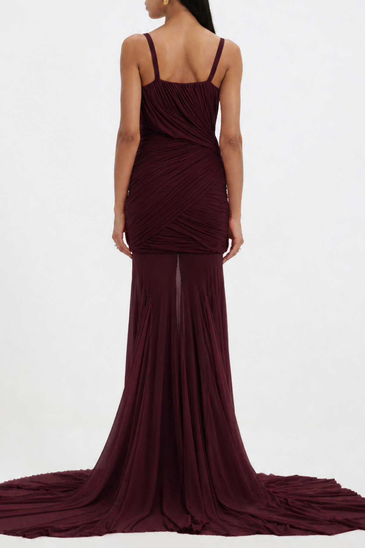 Darya Ruched Mermaid Maxi Dress - Wine