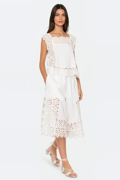 Dashiell Floral Eyelet Midi Shorts