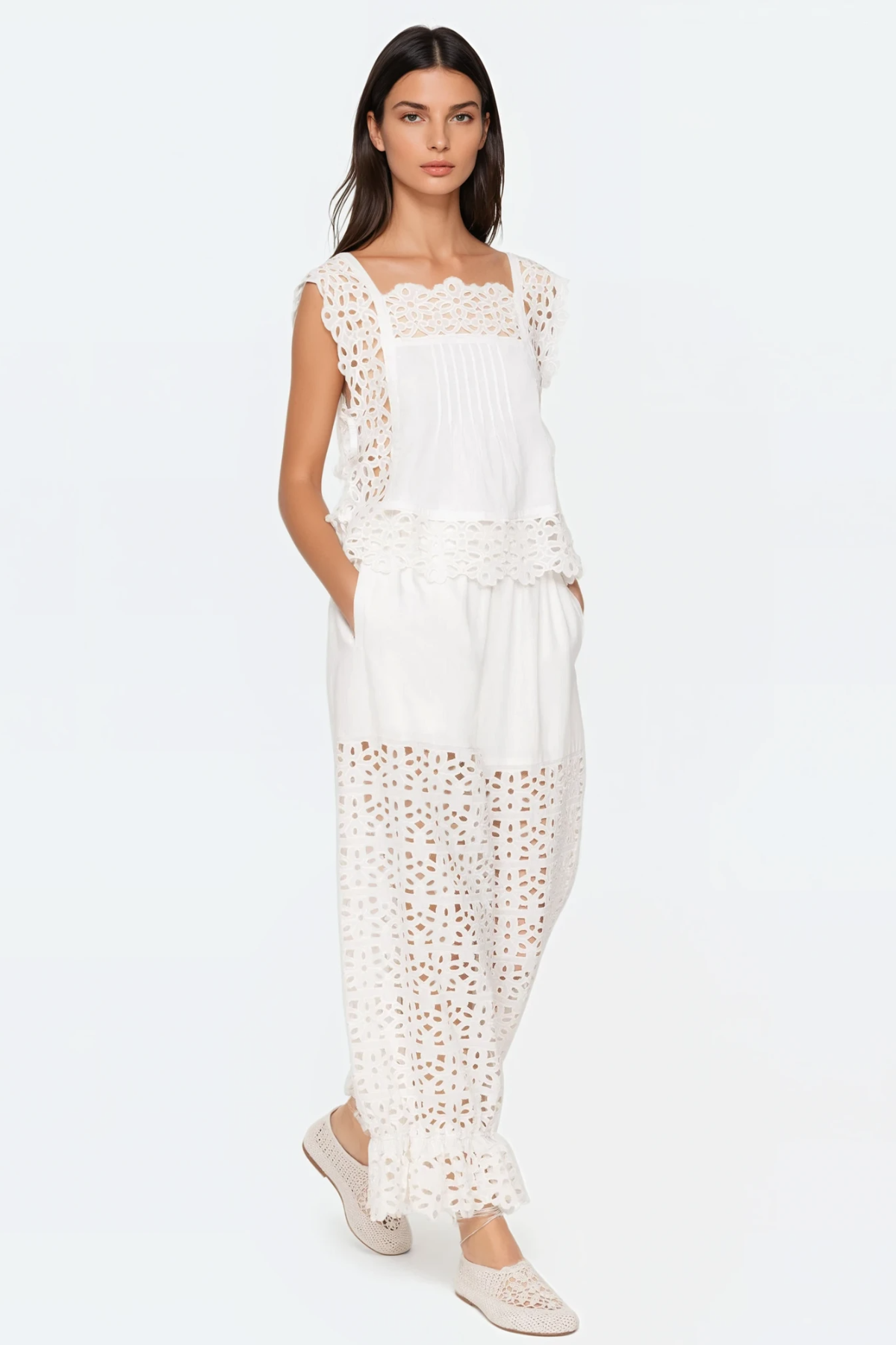 Dashiell Floral Eyelet Pants