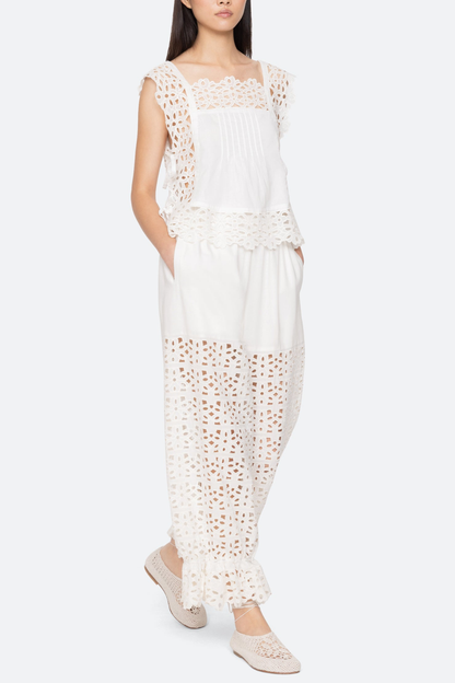 Dashiell Floral Eyelet Pants
