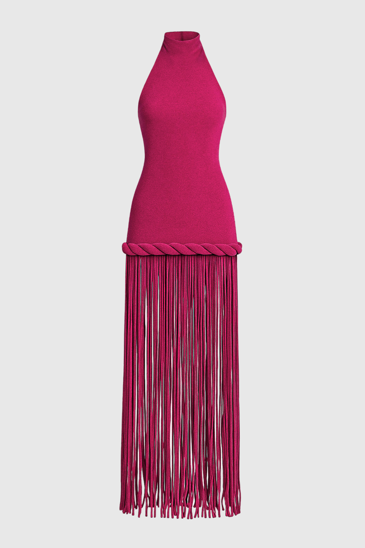 Datara Halter Rope Fringe Maxi Dress - Fuchsia