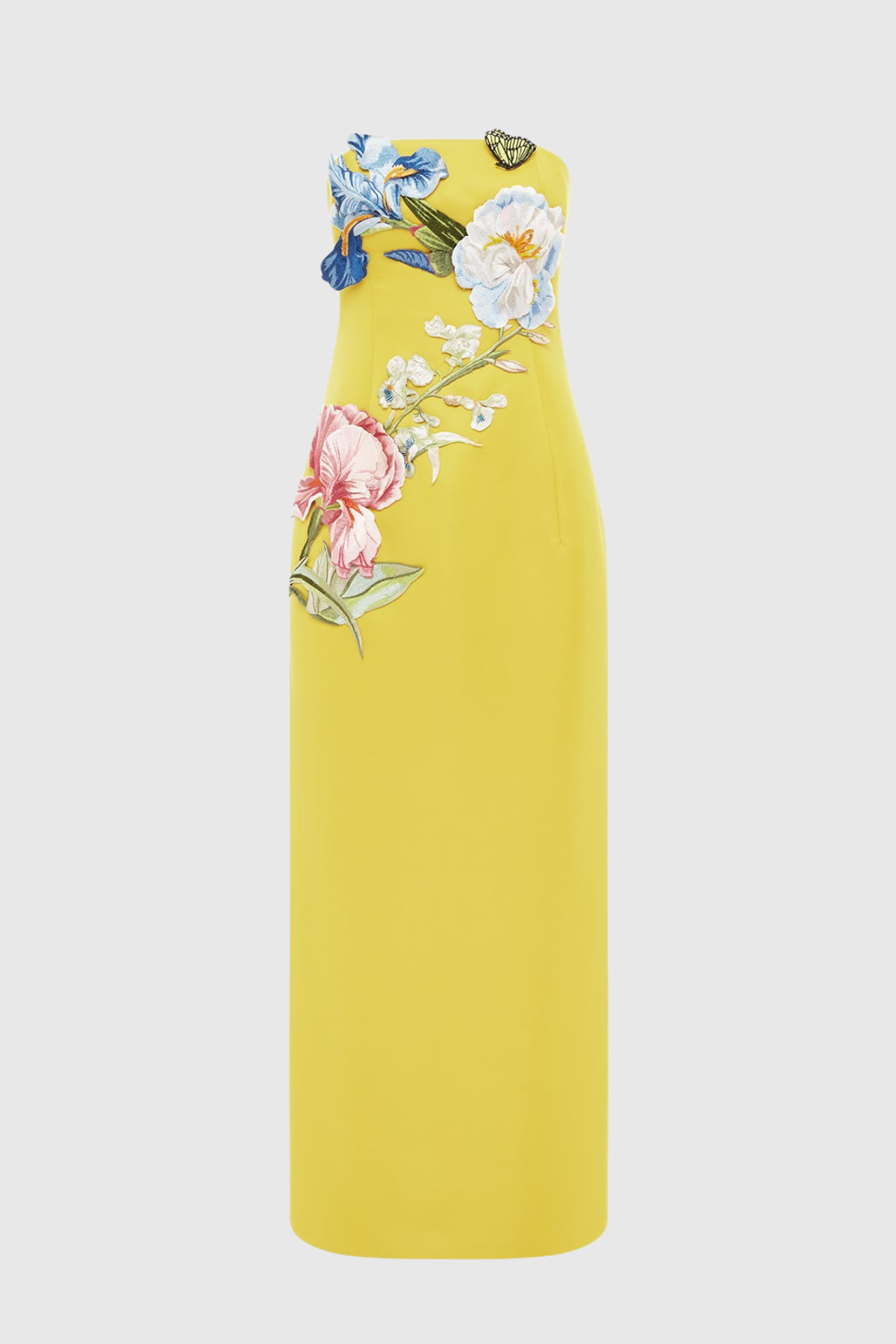 Davion Floral Embroidered Strapless Maxi Dress