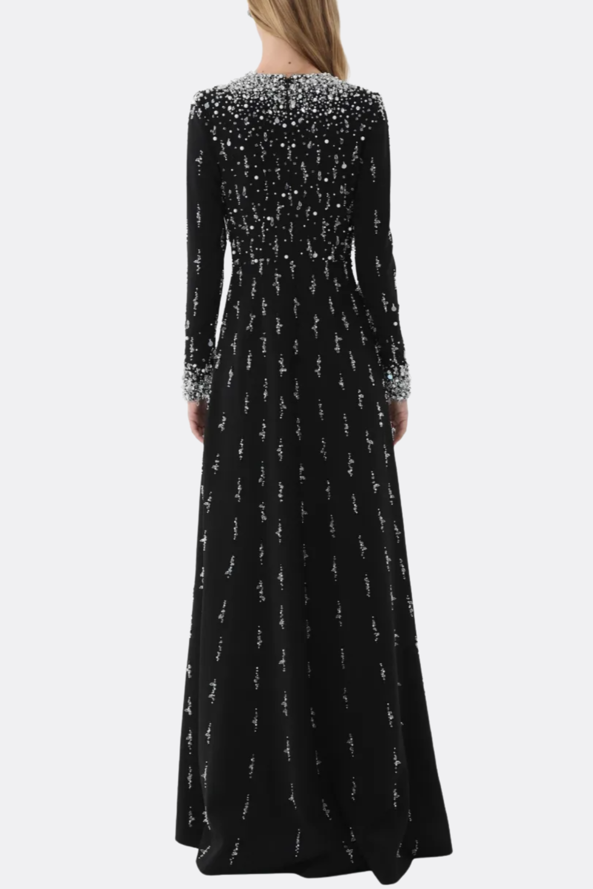Daway Crystal Bead Embellished Maxi Dress - Black