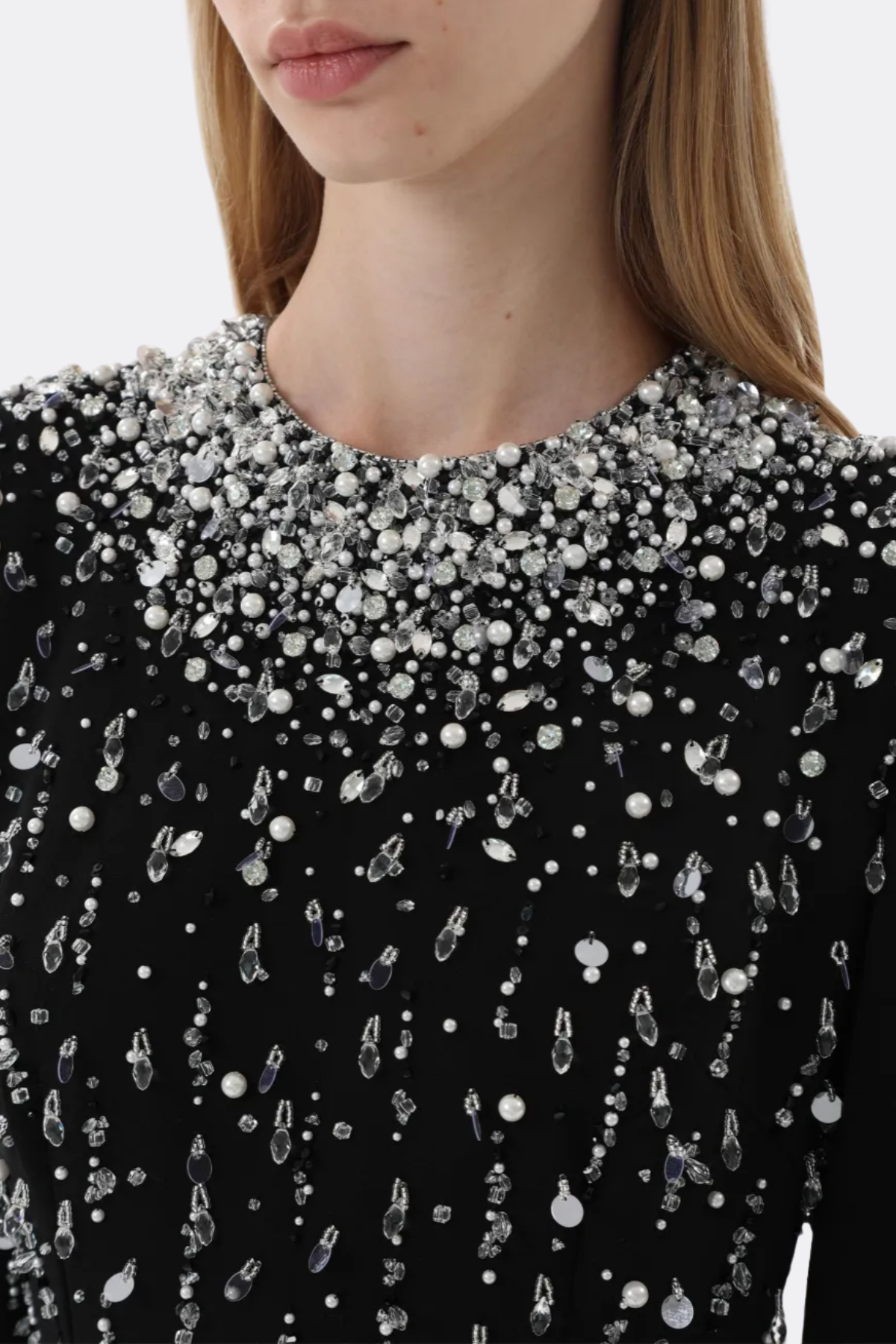 Daway Crystal Bead Embellished Maxi Dress - Black