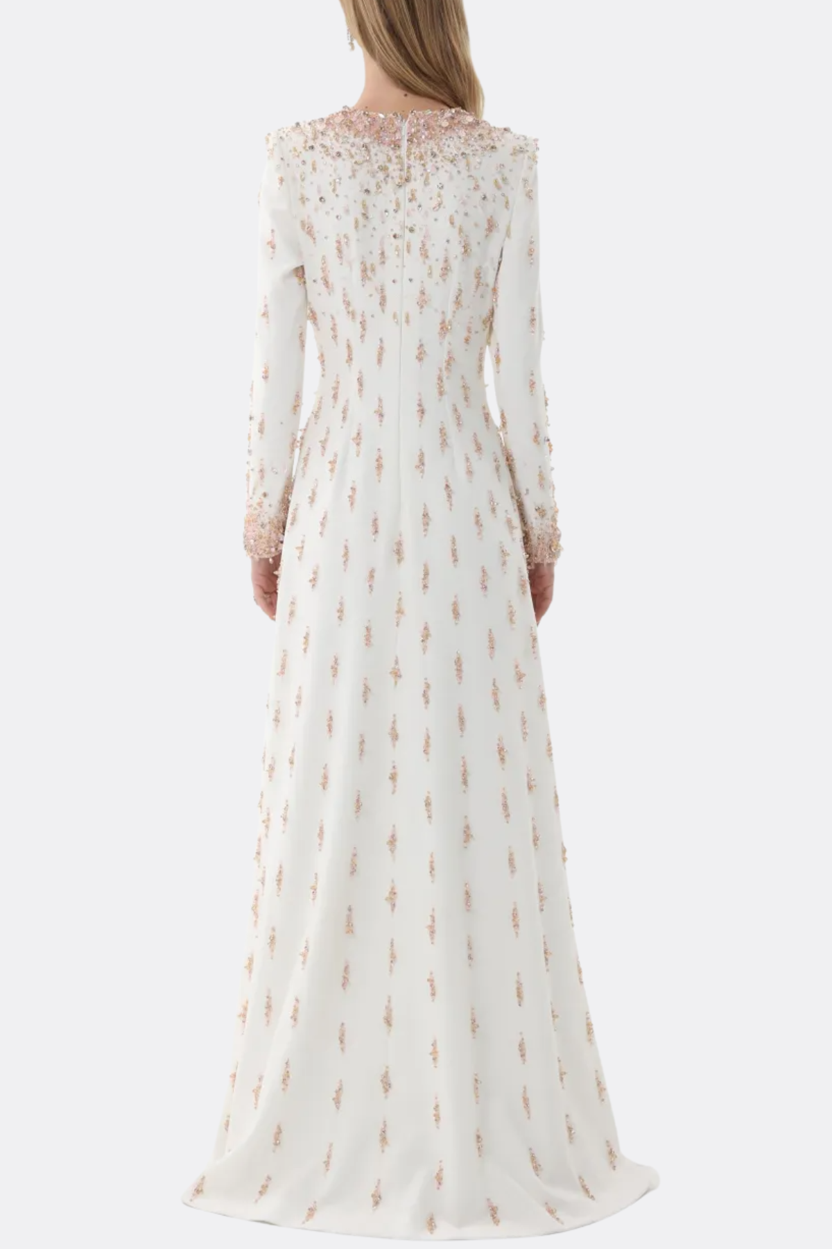 Daway Crystal Bead Embellished Maxi Dress - White