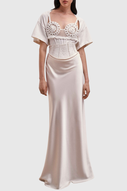 Dayia Lace Satin Maxi Skirt