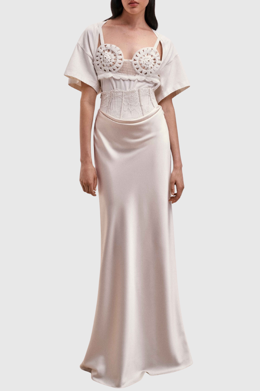 Dayia Lace Satin Maxi Skirt