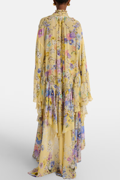 Deidra Asymmetric Ruffle Silk Mini Dress