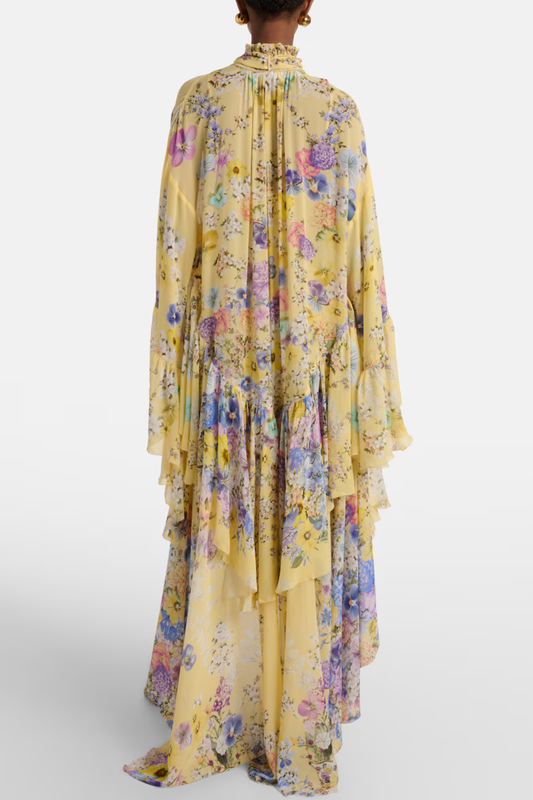 Deidra Asymmetric Ruffle Silk Mini Dress