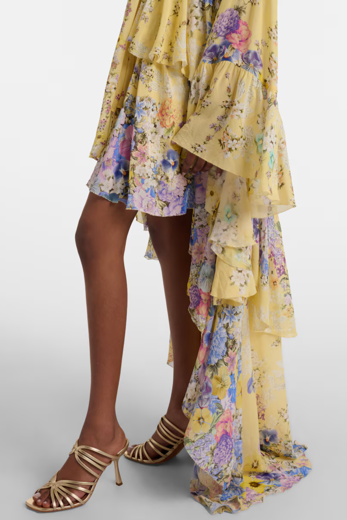 Deidra Asymmetric Ruffle Silk Mini Dress