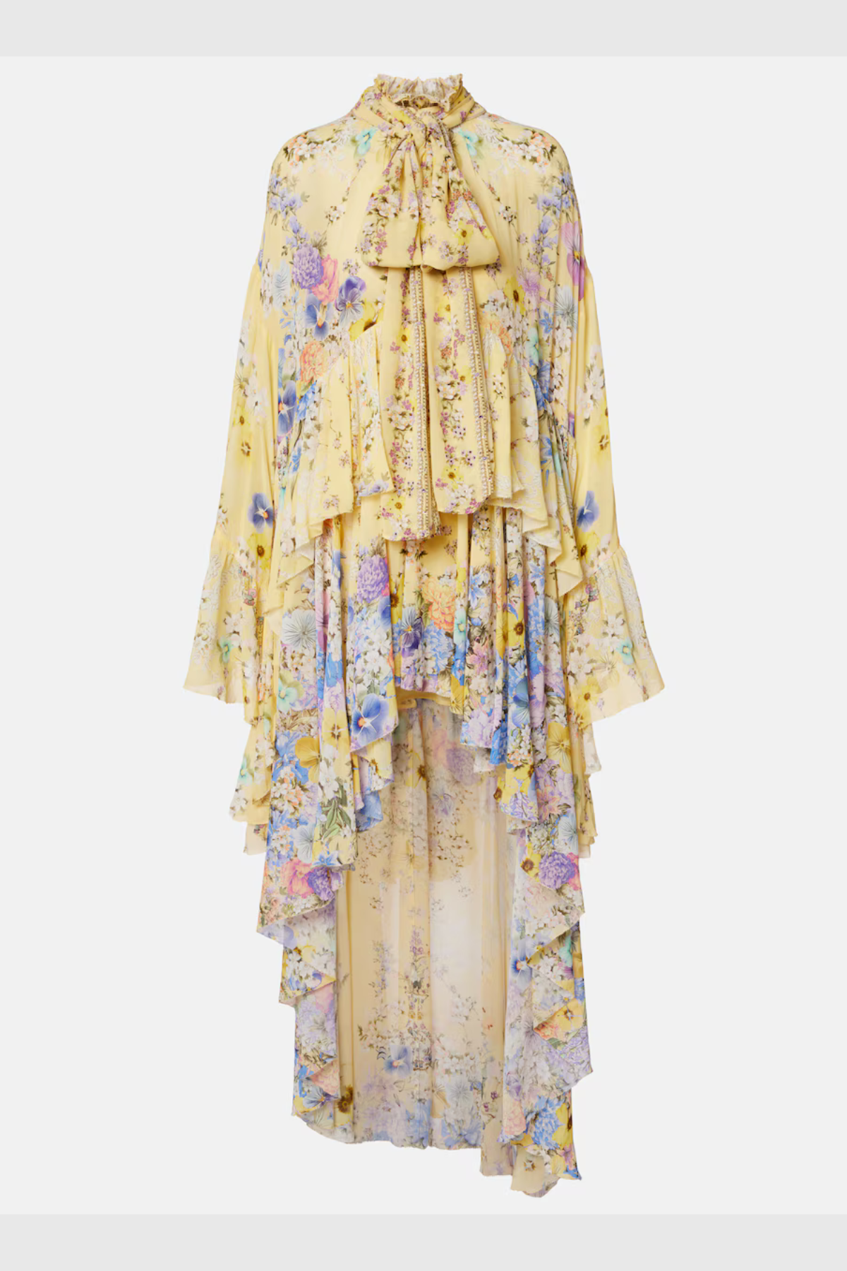 Deidra Asymmetric Ruffle Silk Mini Dress