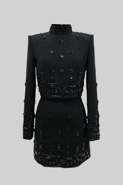 Deirda Diamante Embellished Two Piece Set - Black