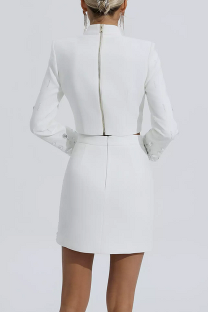 Deirda Diamante Embellished Two Piece Set - White