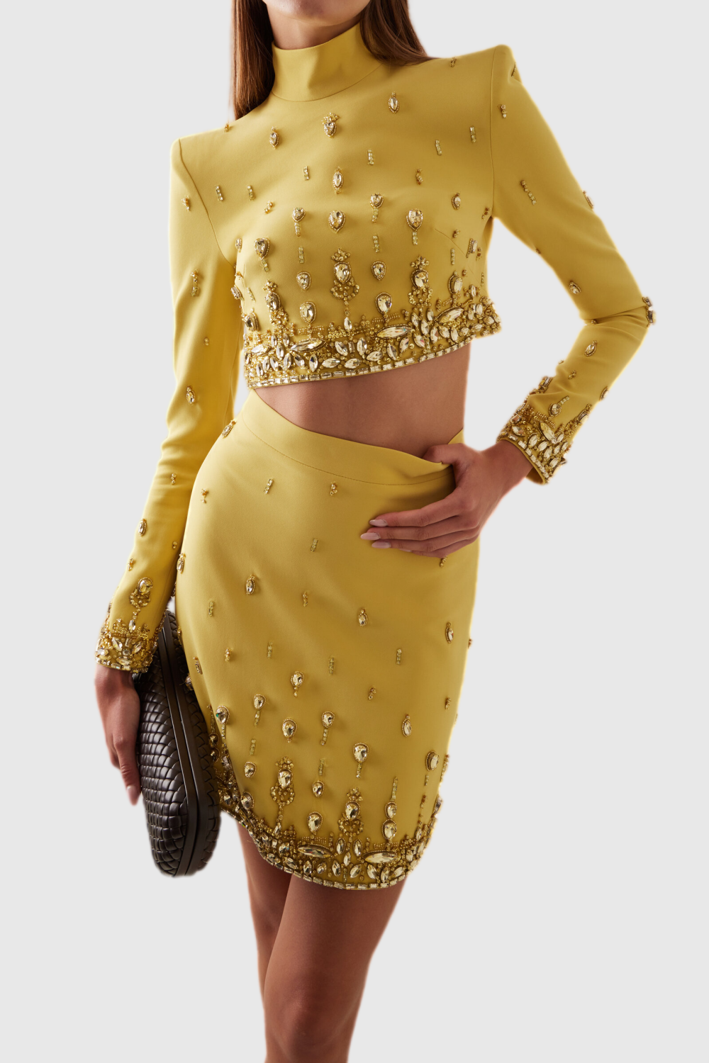 Deirda Diamante Embellished Two Piece Set - Yellow