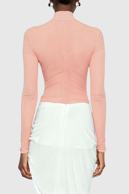 Deirdre Feather Mesh Bodysuit - Pink