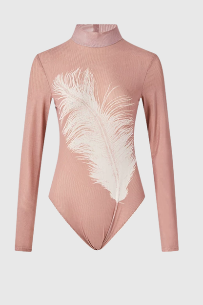Deirdre Feather Mesh Bodysuit - Pink