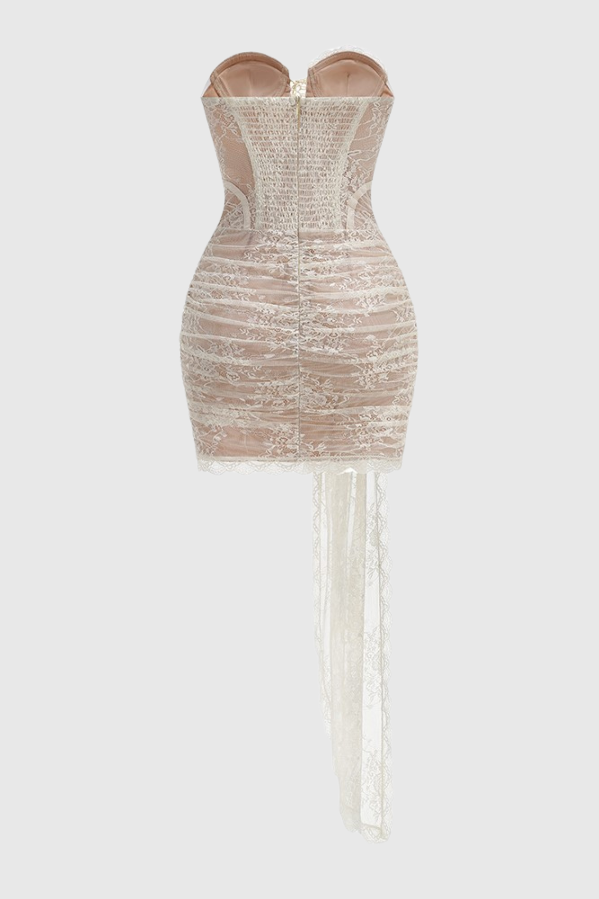 Delgado Lace Corset Strapless Mini Dress - Beige