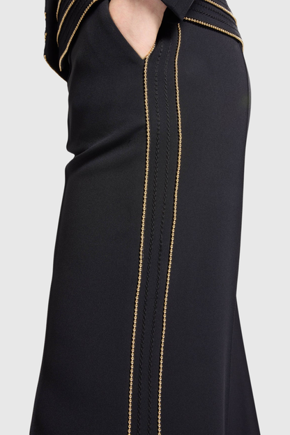 Delores Trim Embellished Blazer & Pants Set - Black