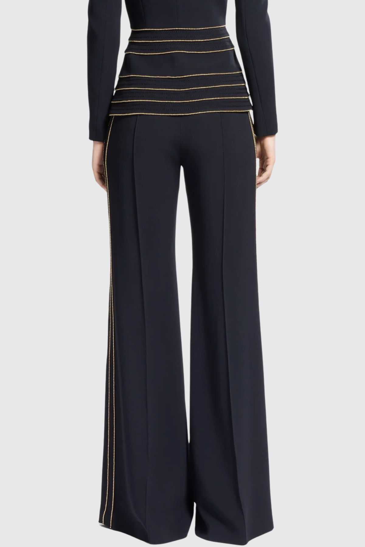 Delores Trim Embellished Blazer & Pants Set - Black