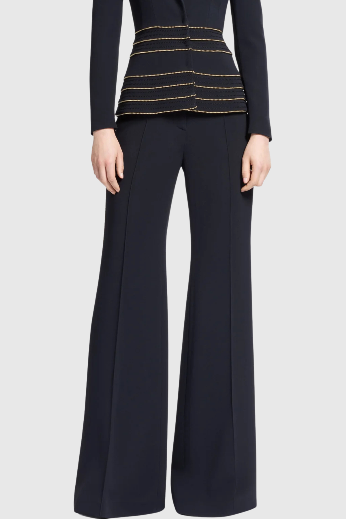 Delores Trim Embellished Blazer & Pants Set - Black