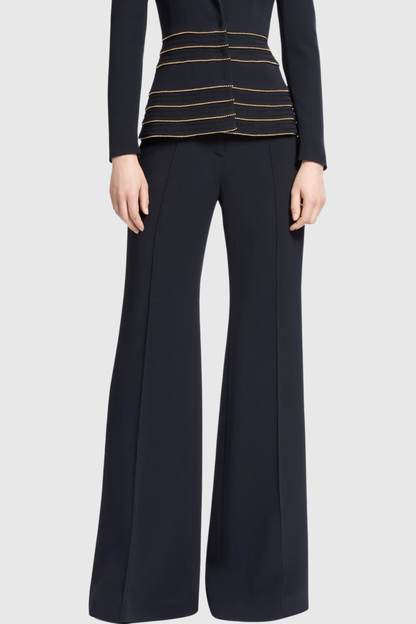 Delores Trim Embellished Blazer & Pants Set - Black