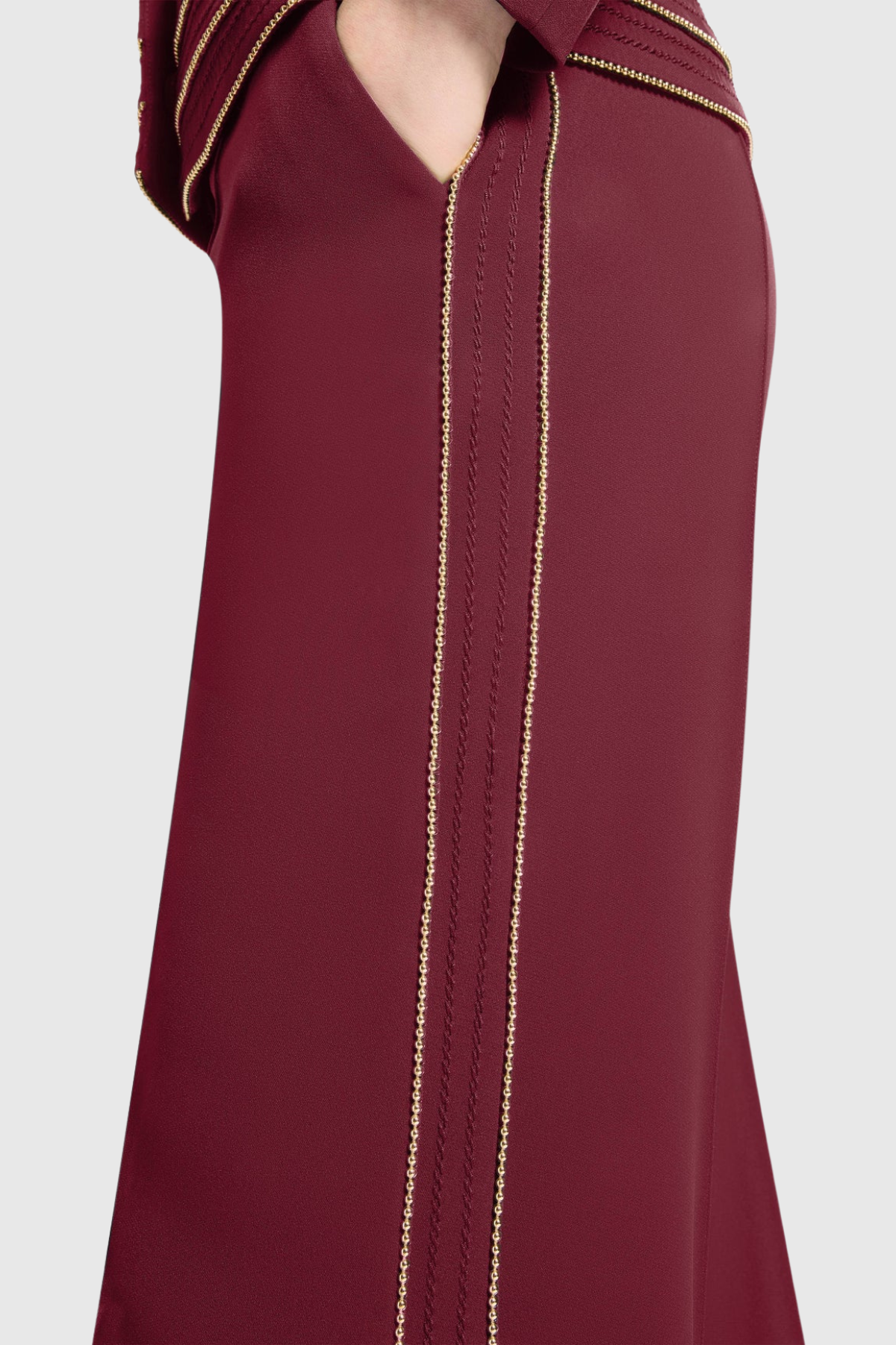 Delores Trim Embellished Blazer & Pants Set - Wine