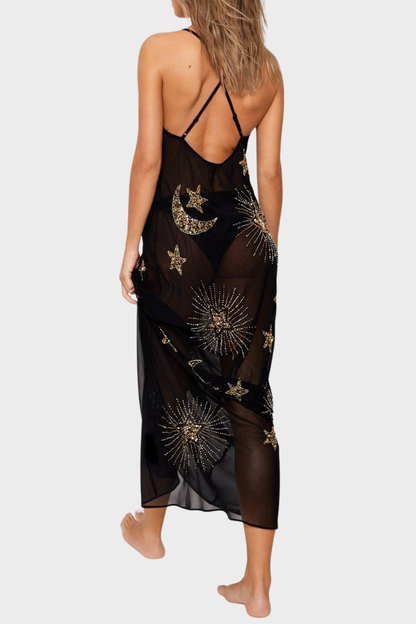 Delta Sequin Embellished Maxi Dress - Black