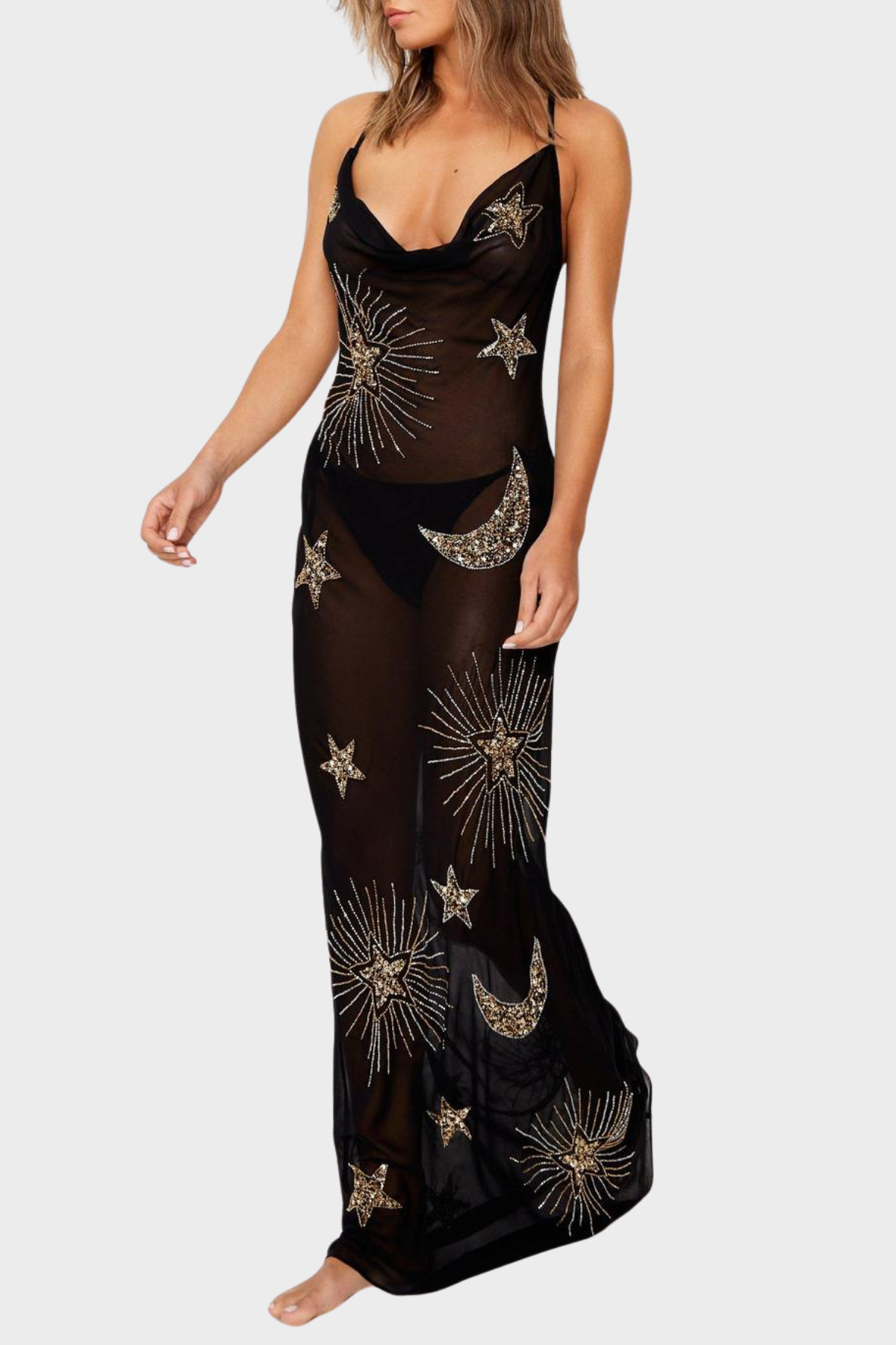 Delta Sequin Embellished Maxi Dress - Black