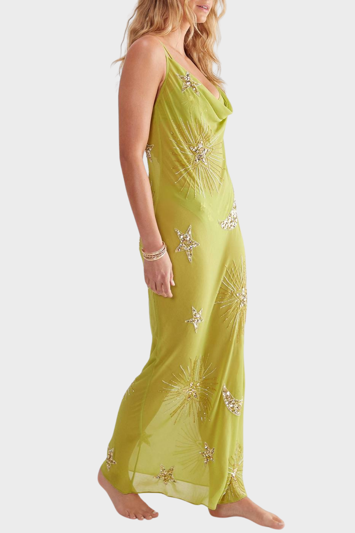 Delta Sequin Embellished Maxi Dress - Green