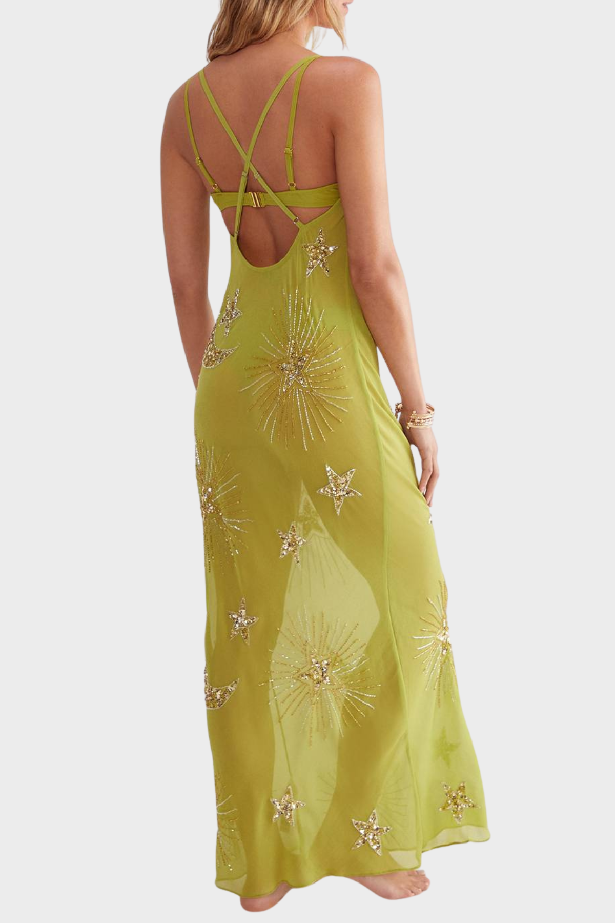 Delta Sequin Embellished Maxi Dress - Green
