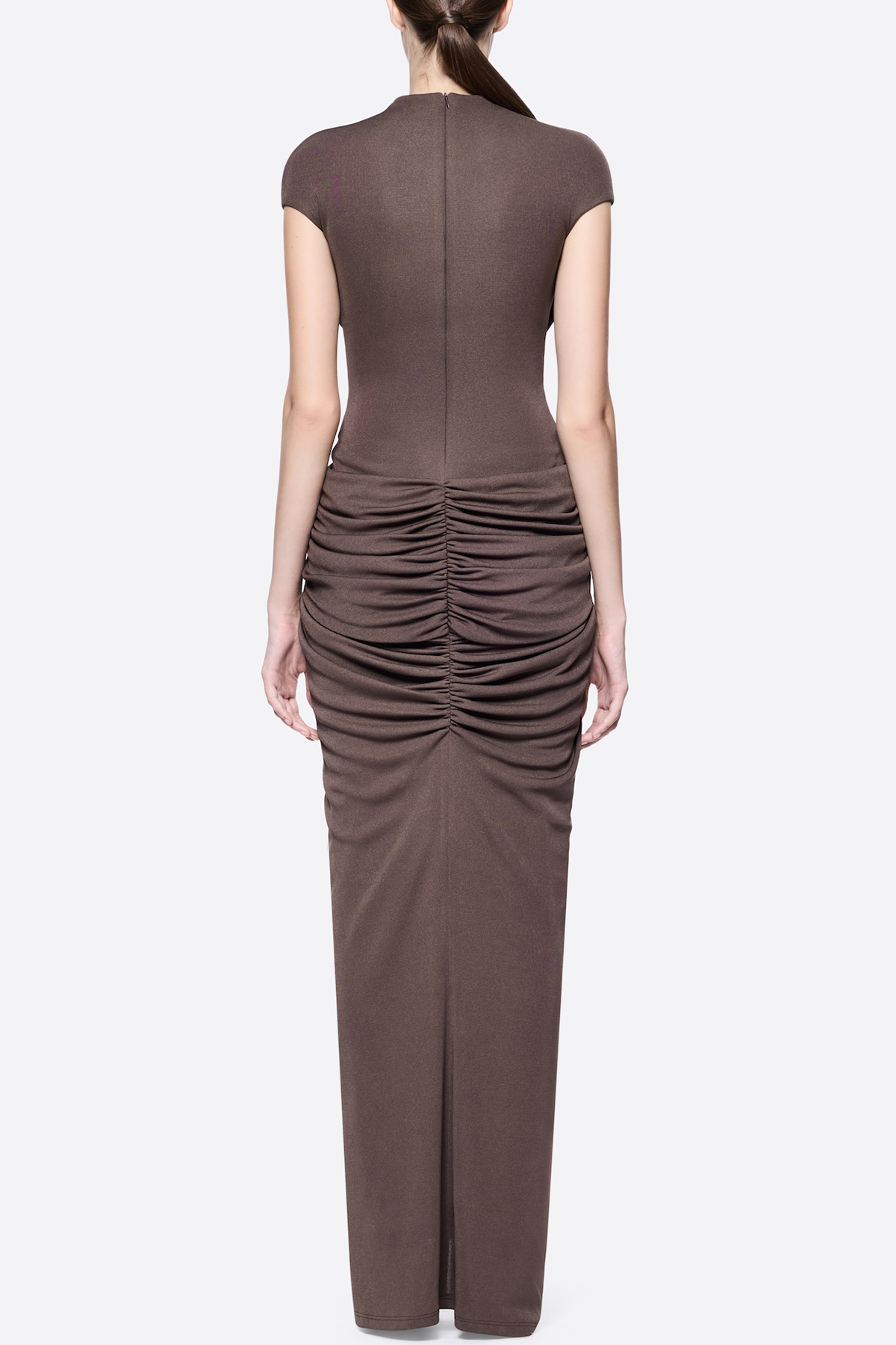 Denzel Cross-Over Slit Maxi Dress - Brown