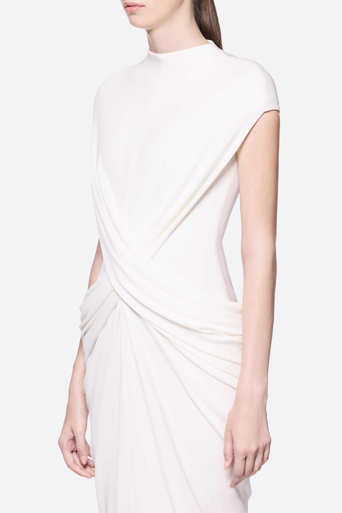 Denzel Cross-Over Slit Maxi Dress - White