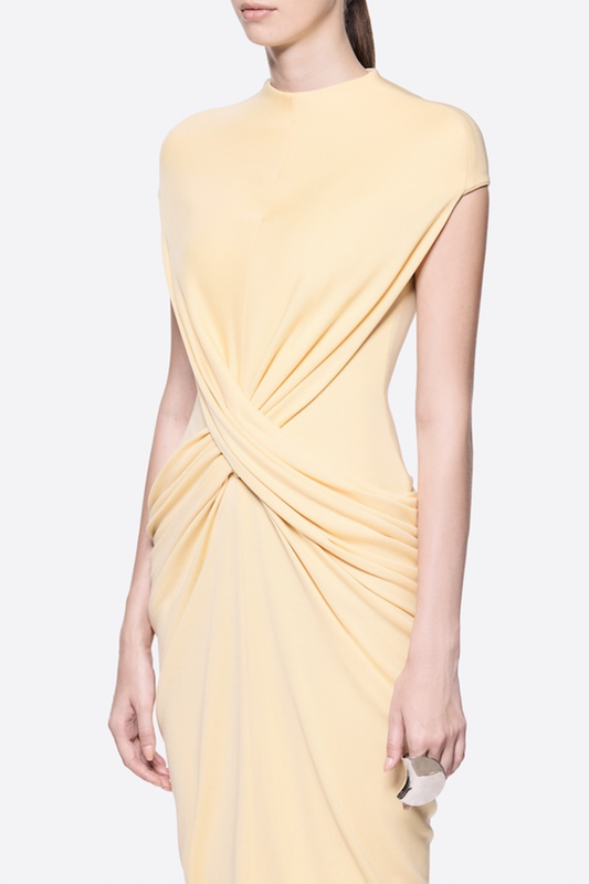 Denzel Cross-Over Slit Maxi Dress - Yellow