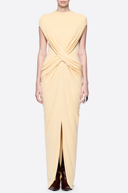 Denzel Cross-Over Slit Maxi Dress - Yellow